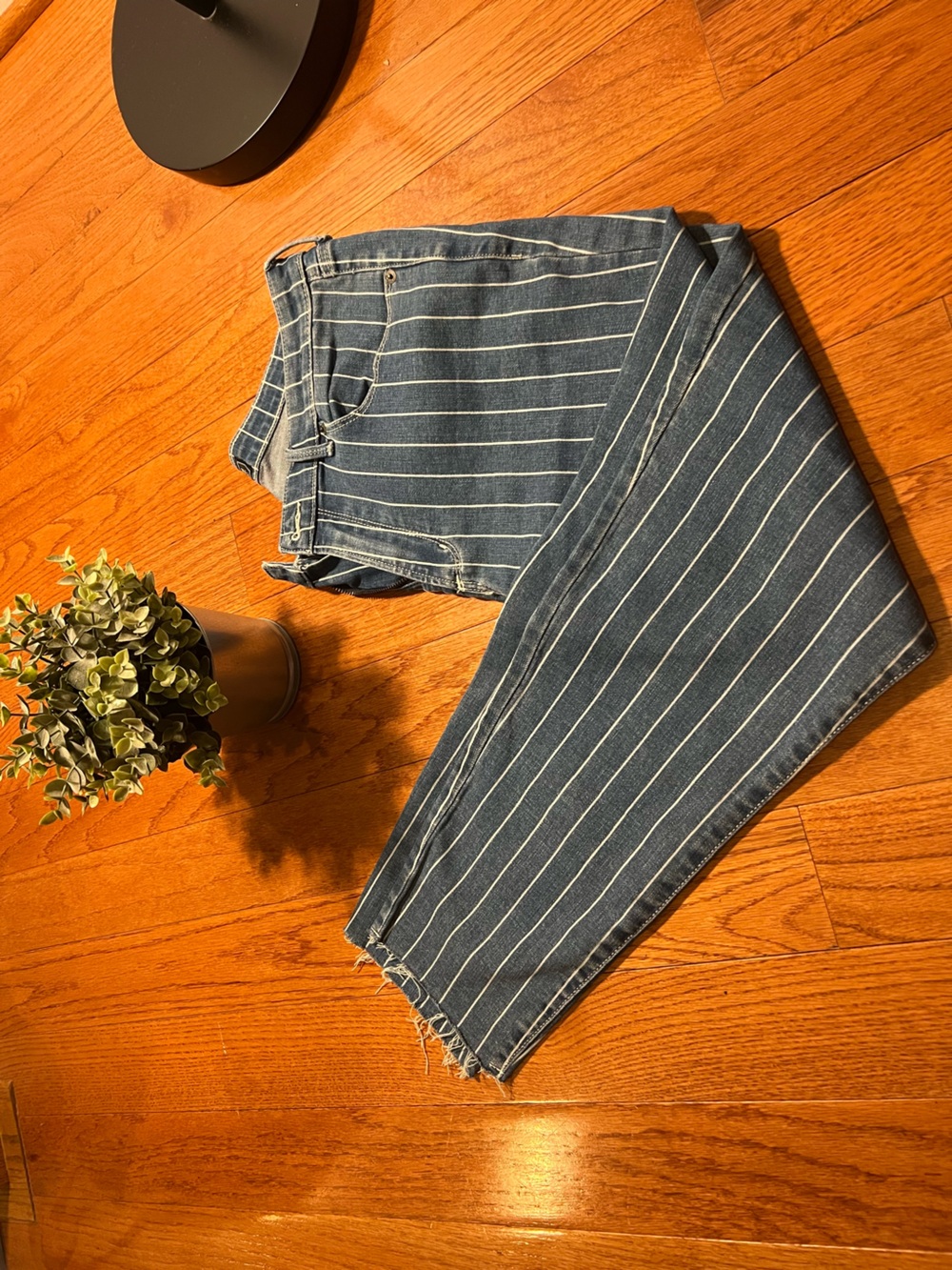 Abercrombie & Fitch Navy Blue Pinstripe Straight-Leg Jeans